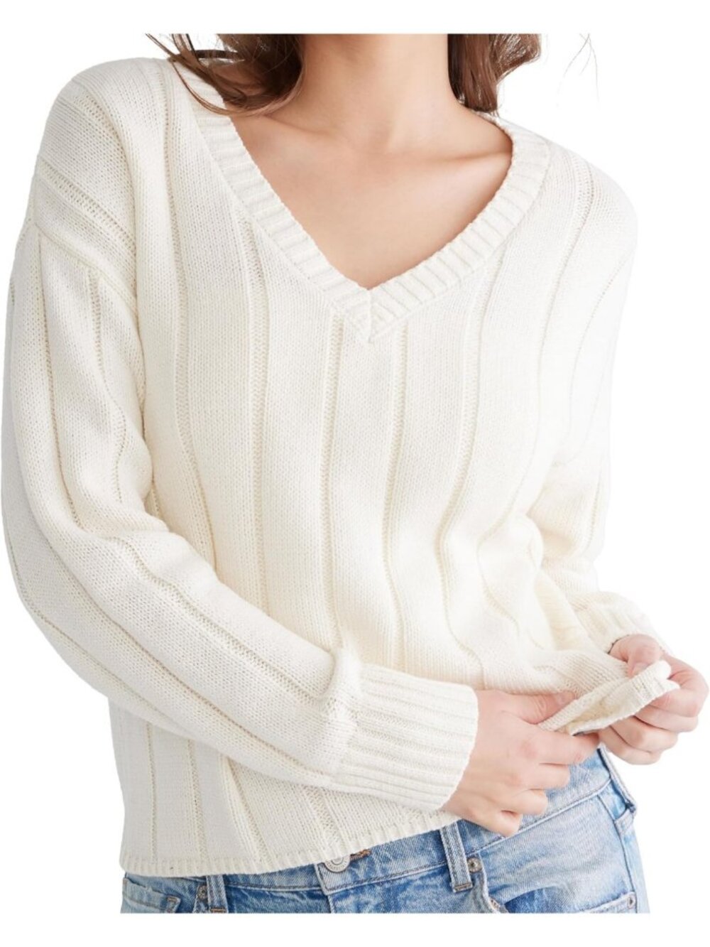 Cozy Women's Ribbed V-Neck Sweater - Perfect for Layering & Fall Fashion